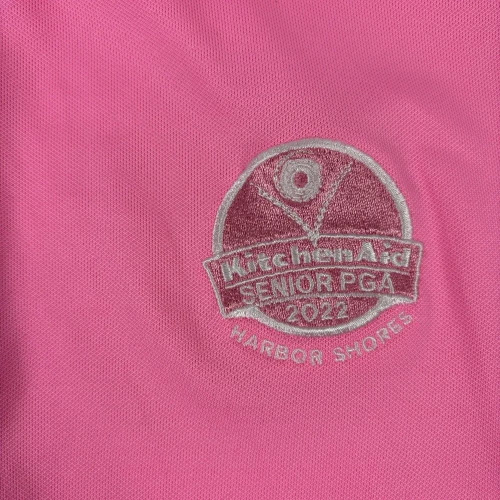 Ralph Lauren RLX Polo Shirt Mens Medium Pink Golf PGA Harbor Shores - Picture 5 of 11